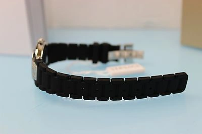 Pre-owned Versace Women's 92qcs91d008 S009 Reve Black Ceramic Diamond Rubber Wristwatch