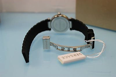 Pre-owned Versace Women's 92qcs91d008 S009 Reve Black Ceramic Diamond Rubber Wristwatch