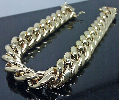 Pre-owned G&d 10k Real Gold Men 13 Mm Miami Cuban Bracelet, Link, Box Lock 8.5 Inch