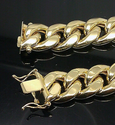 Pre-owned G&d 10k Real Gold Men 13 Mm Miami Cuban Bracelet, Link, Box Lock 8.5 Inch