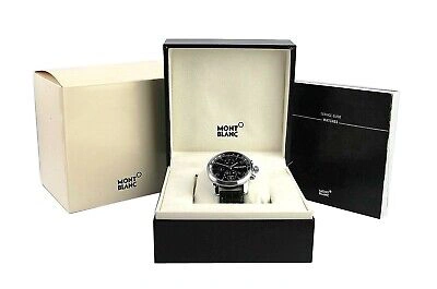 Pre-owned Montblanc Timewalker Steel 43mm Automatic Chronovoyager Utc Watch 107336