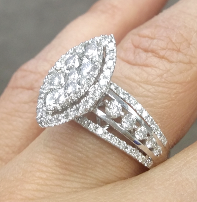 Pre-owned Handmade Deal 1.75 Ctw Natural Cluster Round Diamond Marquise Shape Ring 14k Gold In White