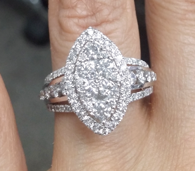 Pre-owned Handmade Deal 1.75 Ctw Natural Cluster Round Diamond Marquise Shape Ring 14k Gold In White