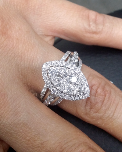 Pre-owned Handmade Deal 1.75 Ctw Natural Cluster Round Diamond Marquise Shape Ring 14k Gold In White