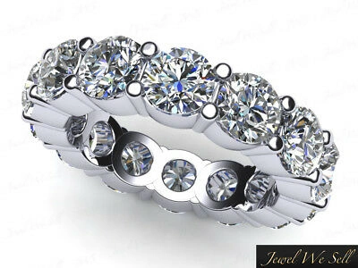 Pre-owned Jewelwesell 3.40ct Round Cut Diamond Shared Prong Eternity Band Ring 14k White Gold I Si2