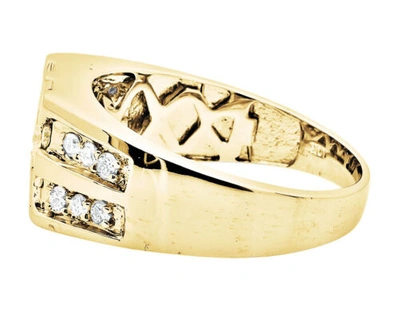 Pre-owned Jewelry Unlimited Mens 10k Yellow Gold Natural Diamond Strip Row Engagement Ring 1.0 Ct