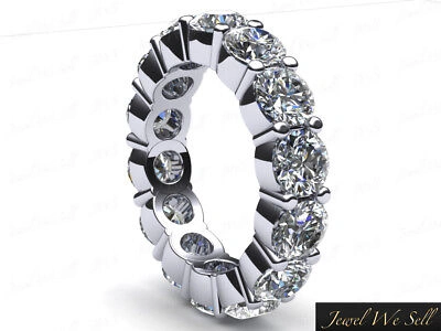 Pre-owned Jewelwesell 3.40ct Round Cut Diamond Shared Prong Eternity Band Ring 14k White Gold I Si2