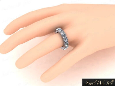 Pre-owned Jewelwesell 3.40ct Round Cut Diamond Shared Prong Eternity Band Ring 14k White Gold I Si2