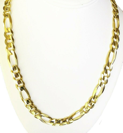 Pre-owned Gd Diamond 10.50 Mm 26" 115.00 Gm 14k Gold Solid Yellow Heavy Men's Figaro Chain Necklace