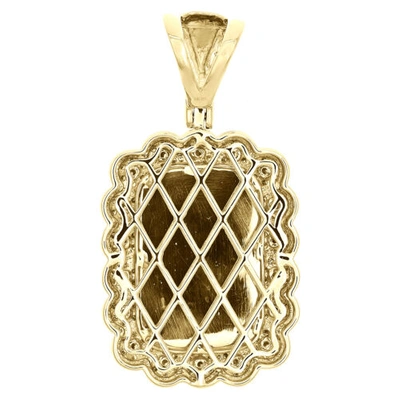 Pre-owned Jfl Diamonds & Timepieces 10k Yellow Gold Diamond Memory Frame Square Cluster Pendant 1.70" Charm 1 Ct. In White
