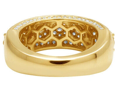 Pre-owned Jewelry Unlimited Men's 14k Yellow Gold Genuine Diamond Halo Cluster 3d Wedding Band Ring 9mm 2 Ct