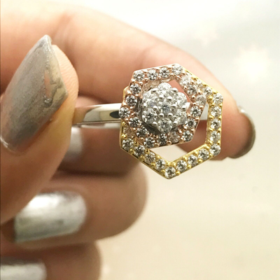 Pre-owned Halojeweler 14k Three Tone Gold 0.69 Ct Natural Diamond Engagement & Wedding Motion Ring In White