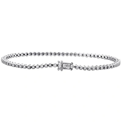 Pre-owned Jfl Diamonds & Timepieces 10k White Gold Round Diamond 4-prong Tennis Link Bracelet 7" | 2.50mm | 1.20 Ct.