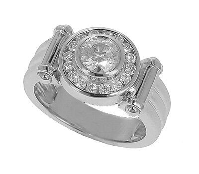Pre-owned La 2.20 Ct Tw Men's Round Diamond Designer Style Pinky Ring In Ptinum In White