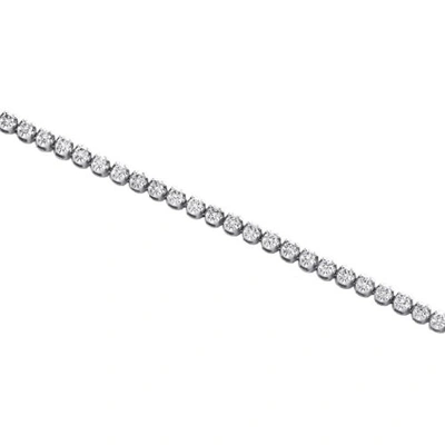 Pre-owned Jfl Diamonds & Timepieces 10k White Gold Round Diamond 4-prong Tennis Link Bracelet 7" | 2.50mm | 1.20 Ct.