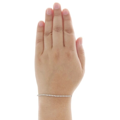 Pre-owned Jfl Diamonds & Timepieces 10k White Gold Round Diamond 4-prong Tennis Link Bracelet 7" | 2.50mm | 1.20 Ct.