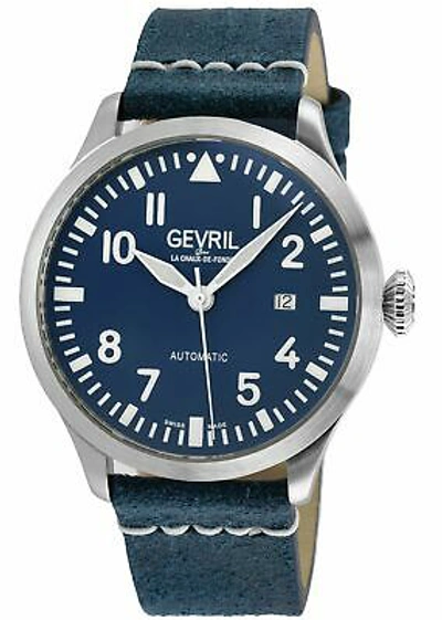 Pre-owned Gevril Men's Vaughn 43503 Swiss Automatic Sw200 Sellita Movement Leather Watch
