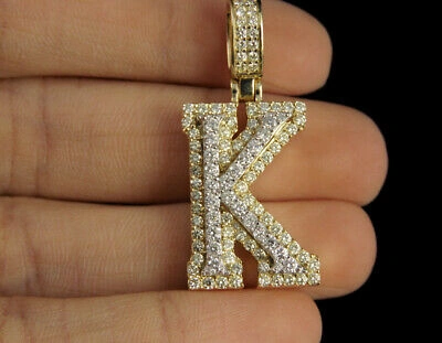 Pre-owned Jewelry Unlimited K Initial Custom Letter Diamond Pendant Charm In 10k Two Tone Gold 1 1/2 Ct 1.5" In G-h