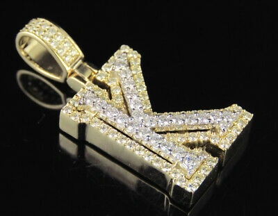 Pre-owned Jewelry Unlimited K Initial Custom Letter Diamond Pendant Charm In 10k Two Tone Gold 1 1/2 Ct 1.5" In G-h