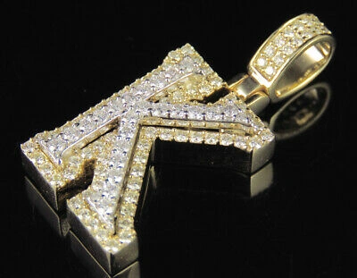 Pre-owned Jewelry Unlimited K Initial Custom Letter Diamond Pendant Charm In 10k Two Tone Gold 1 1/2 Ct 1.5" In G-h