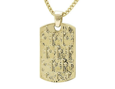 Pre-owned Jewelry Unlimited Mens Trefoil Cross Dog Tag 6 1/2ct Real Diamond Pendant 10k Yellow-white Gold 2" In G-h