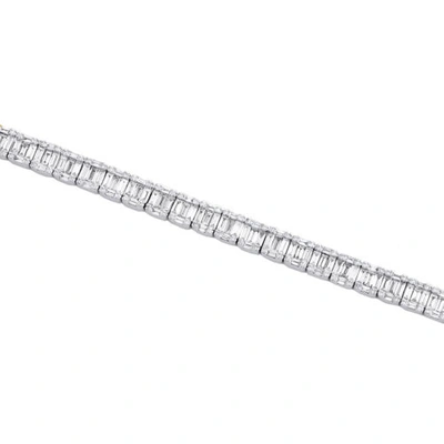 Pre-owned Jfl Diamonds & Timepieces 14k White Gold Round & Baguette Diamond 5mm Statement 7" Tennis Bracelet 4.80 Ct