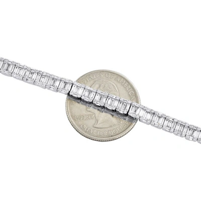 Pre-owned Jfl Diamonds & Timepieces 14k White Gold Round & Baguette Diamond 5mm Statement 7" Tennis Bracelet 4.80 Ct