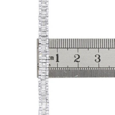 Pre-owned Jfl Diamonds & Timepieces 14k White Gold Round & Baguette Diamond 5mm Statement 7" Tennis Bracelet 4.80 Ct