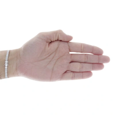 Pre-owned Jfl Diamonds & Timepieces 14k White Gold Round & Baguette Diamond 5mm Statement 7" Tennis Bracelet 4.80 Ct