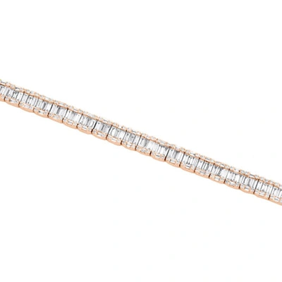 Pre-owned Jfl Diamonds & Timepieces 14k Rose Gold Round & Baguette Diamond 5mm Statement 7" Tennis Bracelet 4.80 Ct. In White