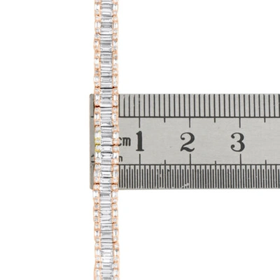 Pre-owned Jfl Diamonds & Timepieces 14k Rose Gold Round & Baguette Diamond 5mm Statement 7" Tennis Bracelet 4.80 Ct. In White