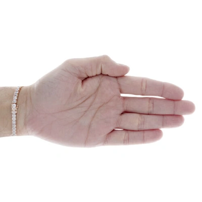 Pre-owned Jfl Diamonds & Timepieces 14k Rose Gold Round & Baguette Diamond 5mm Statement 7" Tennis Bracelet 4.80 Ct. In White