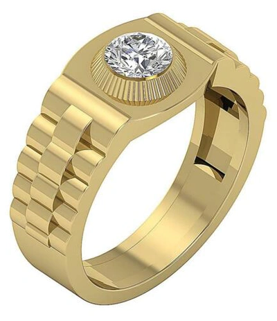 Pre-owned Si1 G Men's Wedding Natural Diamond Ring Si1 0.75 Ct 14k Solid Yellow Gold Bezel Set In White