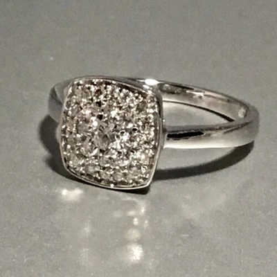 Pre-owned Bony Levy 18 K Wg Pave Diamond Square Shape Ring 0.28 Ctw