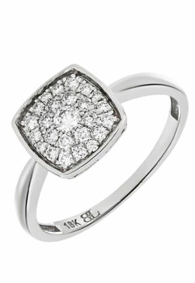 Pre-owned Bony Levy 18 K Wg Pave Diamond Square Shape Ring 0.28 Ctw