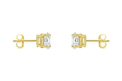 Pre-owned Shine Brite With A Diamond 1.25 Ct Round Labcreated Grown Diamond Earrings 18k Yellow Gold E/vvs Basketpush