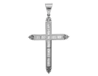 Pre-owned Jewelry Unlimited Mens Real Baguette Diamonds 2 4/5ct Latin Cross Pendant 10k White Gold 2.5" In G-h