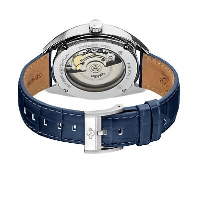 Pre-owned Gevril Men 48701a Five Points Swiss Automatic Exhibition Case Back Leather Watch