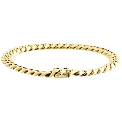 Pre-owned Jfl Diamonds & Timepieces Mens Real 10k Yellow Gold 8mm Solid Miami Cuban Link Fancy Bracelet Box Clasp 9"