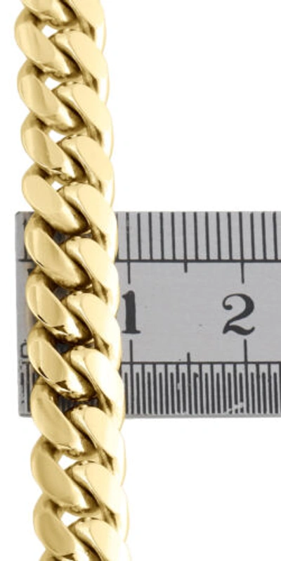 Pre-owned Jfl Diamonds & Timepieces Mens Real 10k Yellow Gold 8mm Solid Miami Cuban Link Fancy Bracelet Box Clasp 9"