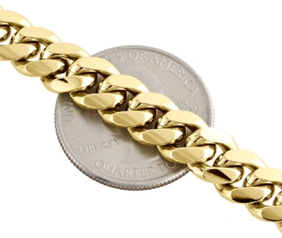 Pre-owned Jfl Diamonds & Timepieces Mens Real 10k Yellow Gold 8mm Solid Miami Cuban Link Fancy Bracelet Box Clasp 9"