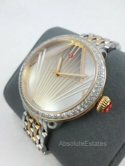 Pre-owned Michele Serein Broadway Two Tone Edition Watch Diamond Mw21g01c5100