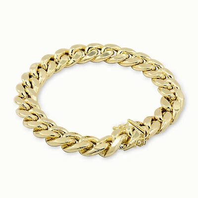 Pre-owned Nuragold 10k Yellow Gold 13mm Mens Miami Cuban Link Italian Chain Bracelet Box Clasp 9"