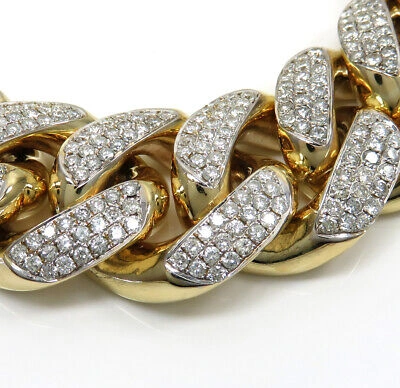 Pre-owned Nsg Men's 18.36ct Cubic Zirconia 9" Bracelet 14k Yellow Gold Plated Silver