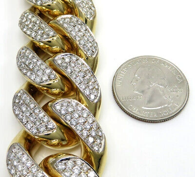 Pre-owned Nsg Men's 18.36ct Cubic Zirconia 9" Bracelet 14k Yellow Gold Plated Silver