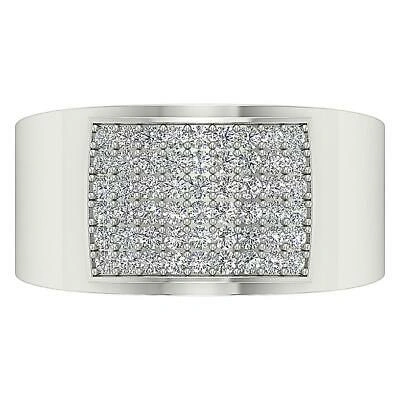 Pre-owned Diamondforgood Genuine Diamond Men's Wedding Ring Si1 0.90 Ct 14k White Gold Pave Set 12.85mm