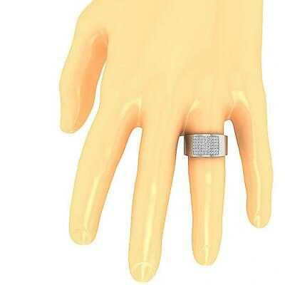 Pre-owned Diamondforgood Genuine Diamond Men's Wedding Ring Si1 0.90 Ct 14k White Gold Pave Set 12.85mm