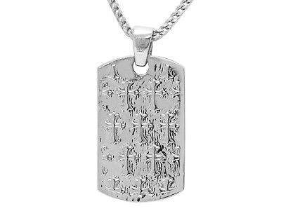 Pre-owned Jewelry Unlimited Trefoil Cross Dog Tag 6 1/2ct Real Diamond Pendant 10k White Gold 2" In G-h