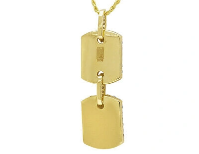 Pre-owned Jewelry Unlimited Double Dog-tag Egl Certified Vvs 12ct Real Diamond Pendant 10k 2.5" In I-j