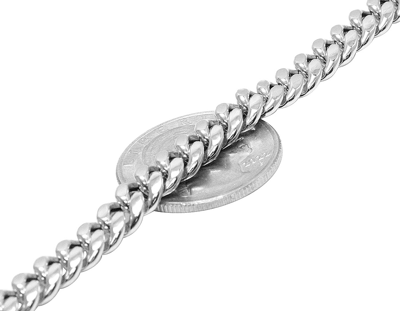 Pre-owned Jewelry Unlimited Men's White Gold Solid Miami Cuban Link 5mm Chain Necklace 20-30 Inches 14k